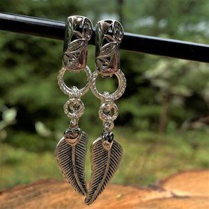 Oxidized Silver Feathers on Sterling Silver Dangle Earrings